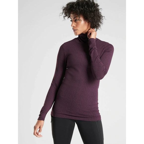 Athleta Flurry Peak Turtleneck Shirt Burgundy Size L - Picture 1 of 5